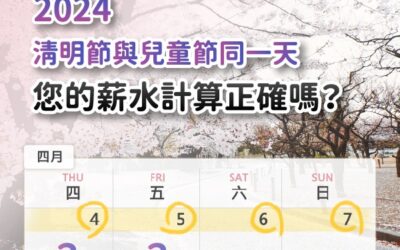 2024清明節與兒童節同一天，您的薪水計算正確嗎？
